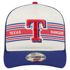 Texas Rangers Banner A-Frame 9FIFTY Trucker Snapback Hat - Cream/Royal | New Era