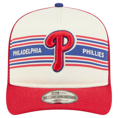 Philadelphia Phillies Banner A-Frame 9FIFTY Trucker Snapback Hat - Cream/Red | New Era