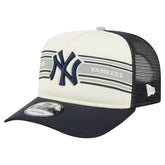 New York Yankees Banner A-Frame 9FIFTY Trucker Snapback Hat - Cream/Navy | New Era