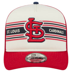 St. Louis Cardinals Banner A-Frame 9FIFTY Trucker Snapback Hat - Cream/Red | New Era