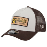 San Diego Padres Text A-Frame Trucker 9FORTY Hat - Stone/Brown | New Era