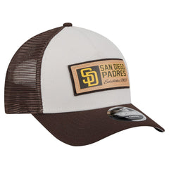 San Diego Padres Text A-Frame Trucker 9FORTY Hat - Stone/Brown | New Era