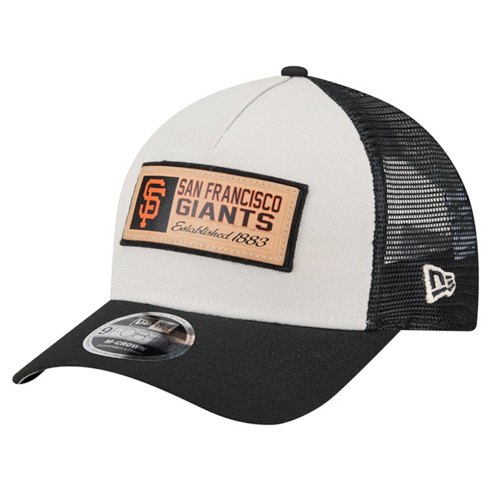 San Francisco Giants Text A-Frame Trucker 9FORTY Hat - Stone/Black | New Era