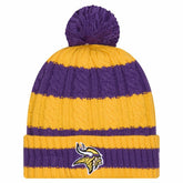 Minnesota Vikings New Era Women's Braided Cuffed Knit Hat with Pom - Purple cheap