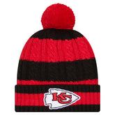 Kansas City Chiefs New Era Women's Braided Cuffed Knit Hat with Pom - Red for sale