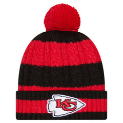 Kansas City Chiefs New Era Women's Braided Cuffed Knit Hat with Pom - Red for sale