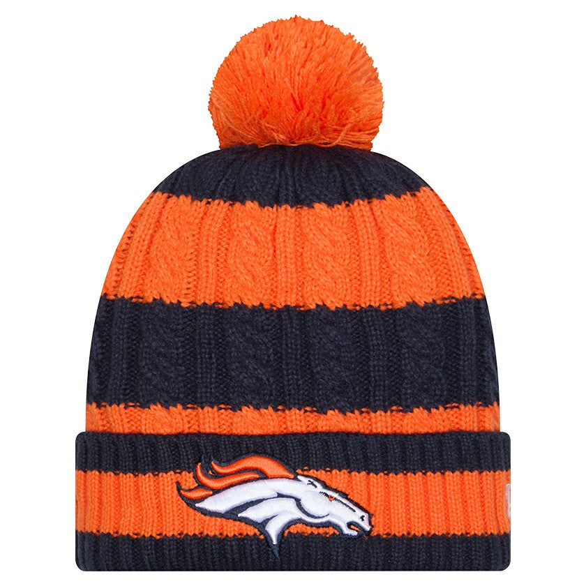 Denver Broncos New Era Women's Braided Cuffed Knit Hat with Pom - Orange online