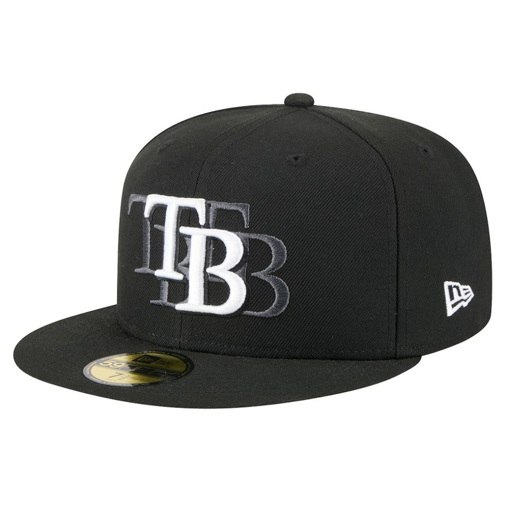 Tampa Bay Rays Tri-Hit 59FIFTY Fitted Hat - Black | New Era