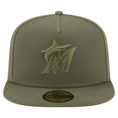 Miami Marlins Color Pack A-Frame 59FIFTY Fitted Hat - Olive | New Era