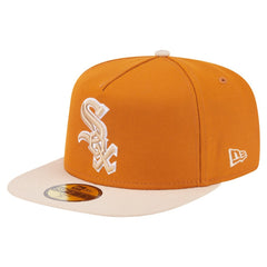 Chicago White Sox Two-Tone Color Pack A-Frame 59FIFTY Fitted Hat - Orange/Light Beige | New Era