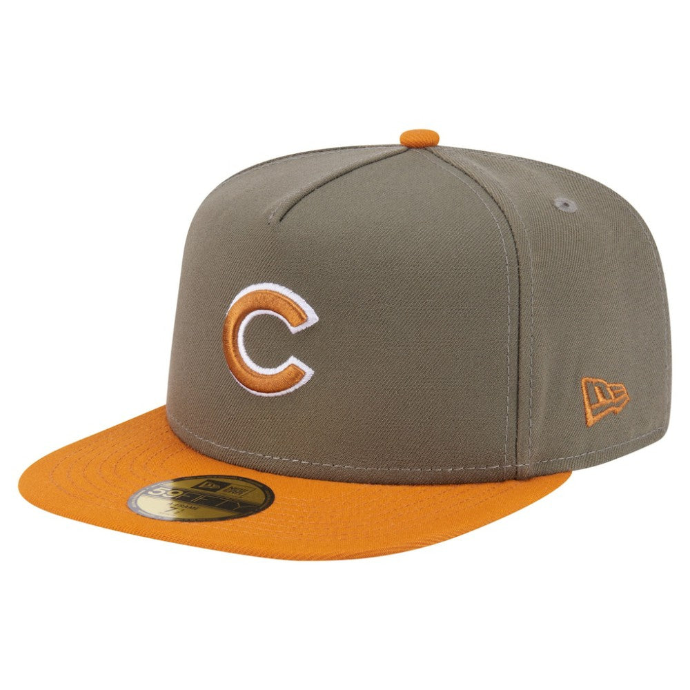 Chicago Cubs Two-Tone Color Pack A-Frame 59FIFTY Fitted Hat - Olive/Orange | New Era
