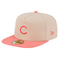 Chicago Cubs Two-Tone Color Pack A-Frame 59FIFTY Fitted Hat - Light Beige/Coral | New Era