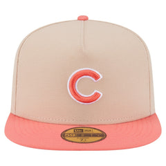 Chicago Cubs Two-Tone Color Pack A-Frame 59FIFTY Fitted Hat - Light Beige/Coral | New Era