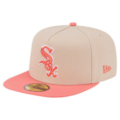 Chicago White Sox Two-Tone Color Pack A-Frame 59FIFTY Fitted Hat - Light Beige/Coral | New Era