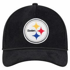 Pittsburgh Steelers New Era Cord Corduroy 9FORTY A-Frame Adjustable Hat - Black on sale
