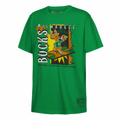 Milwaukee Bucks Youth Retro '90s Poster T-Shirt - Green | Mitchell & Ness sale