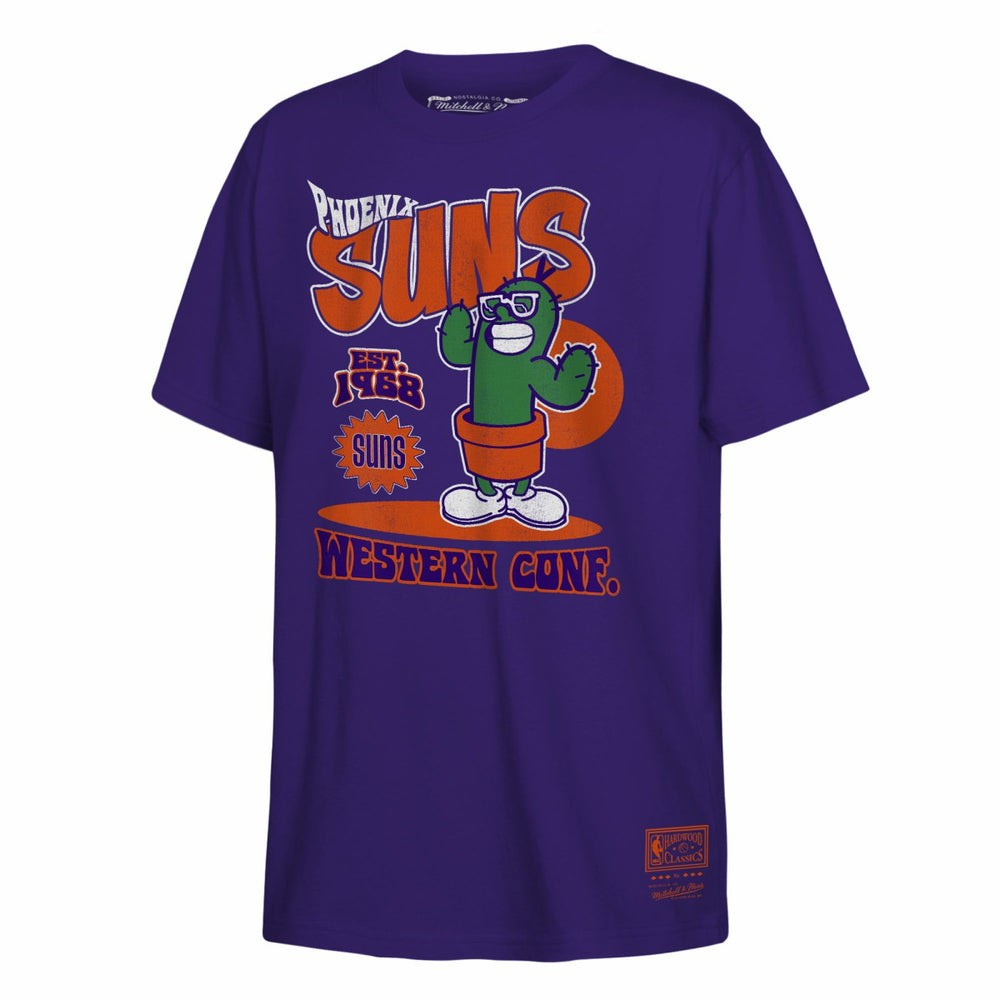 Phoenix Suns Youth Retro Mascot Script T-Shirt - Purple | Mitchell & Ness cheap