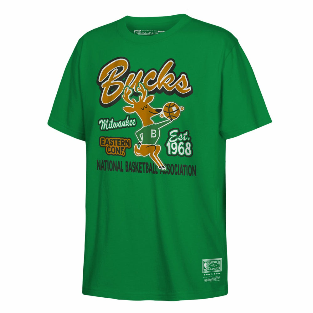 Milwaukee Bucks Youth Retro Mascot Script T-Shirt - Kelly Green | Mitchell & Ness outlet