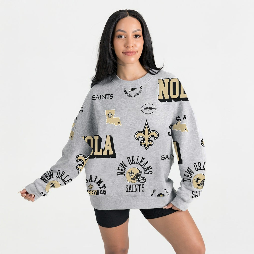 New Orleans Saints Gameday Couture Women's Always On Repeat Fleece Sweatshirt - Heather Gray outlet