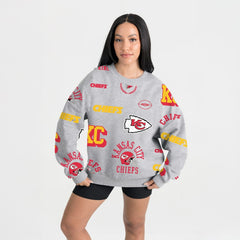 Kansas City Chiefs Gameday Couture Women's Always On Repeat Fleece Sweatshirt - Heather Gray for sale