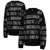 Indianapolis Colts Gameday Couture Women's Oversized Hype Era Rhinestone Text Sweatshirt - Black for sale