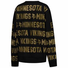 Minnesota Vikings Gameday Couture Women's Oversized Hype Era Rhinestone Text Sweatshirt - Black cheap