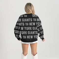 New York Giants Gameday Couture Women's Oversized Hype Era Rhinestone Text Sweatshirt - Black outlet