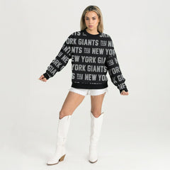 New York Giants Gameday Couture Women's Oversized Hype Era Rhinestone Text Sweatshirt - Black outlet