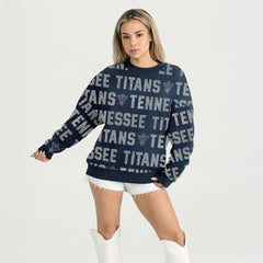 Tennessee Titans Gameday Couture Women's Oversized Hype Era Rhinestone Text Sweatshirt - Navy on sale