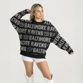 Baltimore Ravens Gameday Couture Women's Oversized Hype Era Rhinestone Text Sweatshirt - Black discount