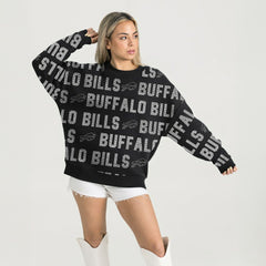 Buffalo Bills Gameday Couture Women's Oversized Hype Era Rhinestone Text Sweatshirt - Black for sale
