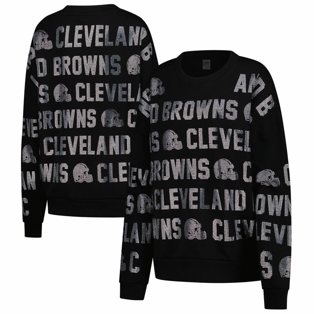 Cleveland Browns Gameday Couture Women's Oversized Hype Era Rhinestone Text Sweatshirt - Black online