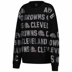 Cleveland Browns Gameday Couture Women's Oversized Hype Era Rhinestone Text Sweatshirt - Black online
