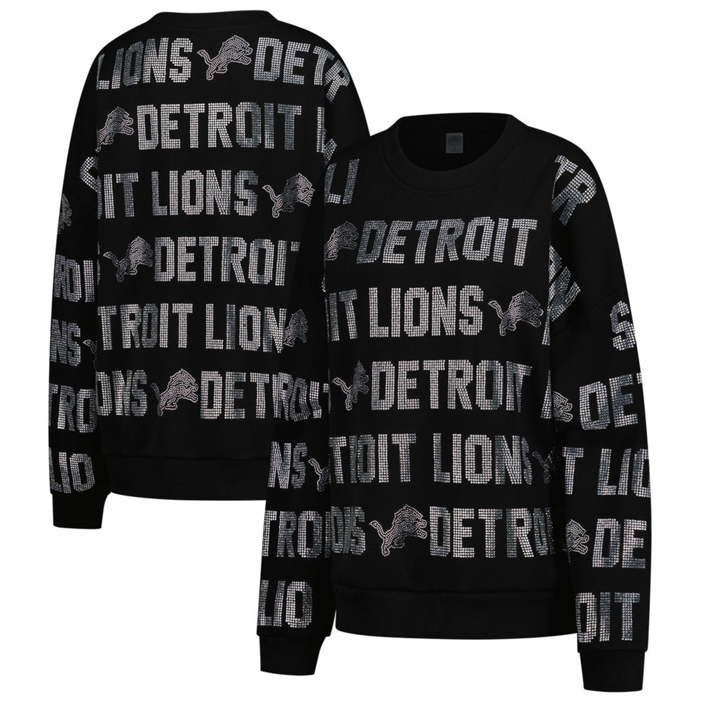 Detroit Lions Gameday Couture Women's Oversized Hype Era Rhinestone Text Sweatshirt - Black online