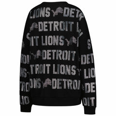 Detroit Lions Gameday Couture Women's Oversized Hype Era Rhinestone Text Sweatshirt - Black online