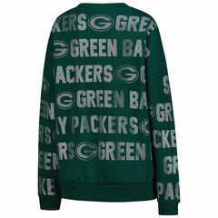 Green Bay Packers Gameday Couture Women's Oversized Hype Era Rhinestone Text Sweatshirt - Green for sale
