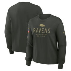 Baltimore Ravens Women's 2025 Salute to Service Sideline Dri-FIT Long Sleeve T-Shirt - Dark Green | Nike discount