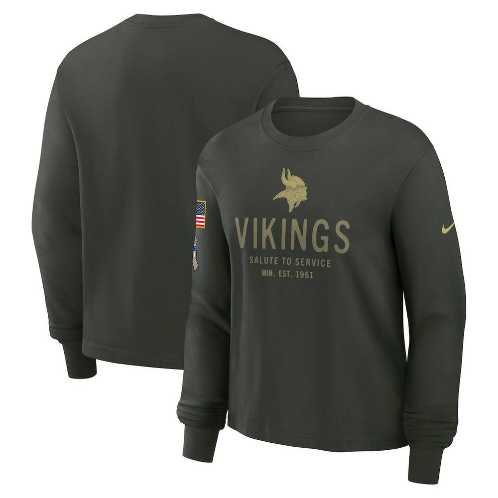 Minnesota Vikings Women's 2025 Salute to Service Sideline Dri-FIT Long Sleeve T-Shirt - Dark Green | Nike for sale