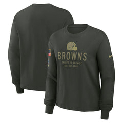 Cleveland Browns Women's 2025 Salute to Service Sideline Dri-FIT Long Sleeve T-Shirt - Dark Green | Nike on sale