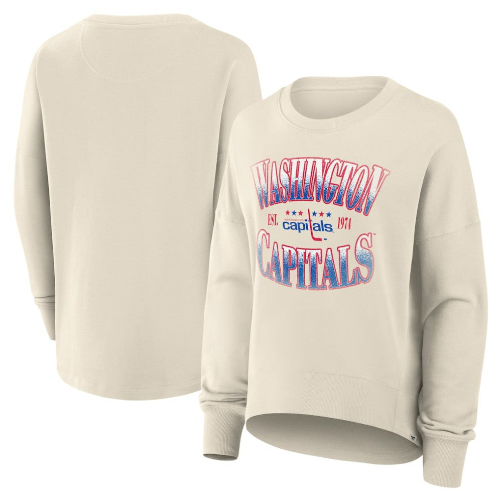 Washington Capitals Fanatics Women's Oversized Vintage Slice Pullover Sweatshirt Cream