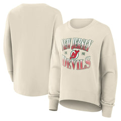 New Jersey Devils Fanatics Women's Oversized Vintage Slice Pullover Sweatshirt Cream