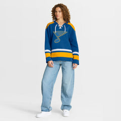 St. Louis Blues Fanatics Women's Icing Long Sleeve Lace Up Sweatshirt Blue