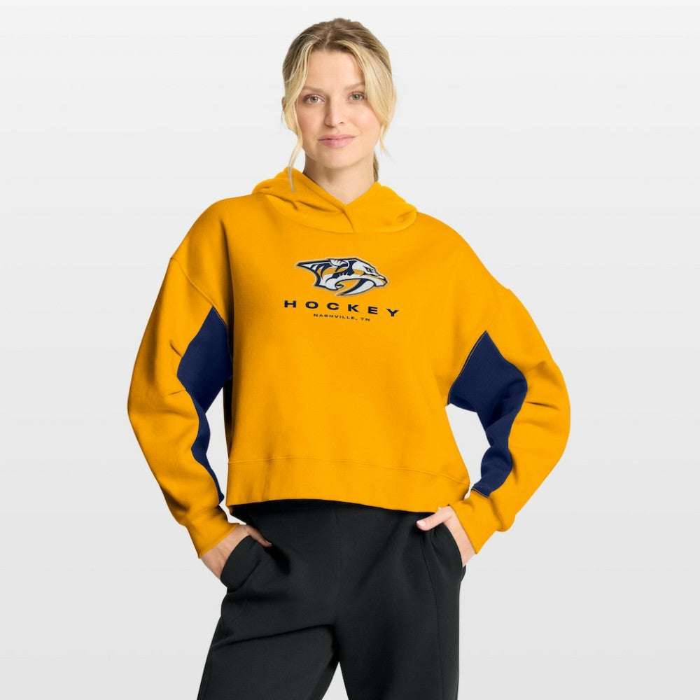 Nashville Predators Fanatics Women's Back Check Boxy Hoodie Gold