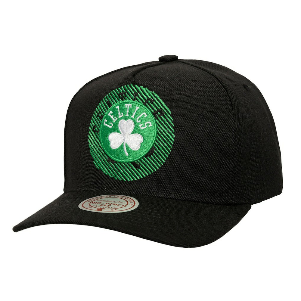 Boston Celtics Tilted Pro Pinch Adjustable Hat - Black | Mitchell & Ness for sale