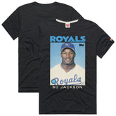 Bo Jackson Kansas City Royals Homage 1986 Topps Baseball Card Player T-Shirt - Charcoal