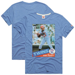 Kirby Puckett Minnesota Twins Homage 1985 Topps Baseball Card Player Tri-Blend T-Shirt - Light Blue