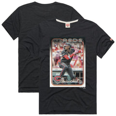 Elly De La Cruz Cincinnati Reds Homage 2024 Topps Baseball Card Player Tri-Blend T-Shirt - Charcoal
