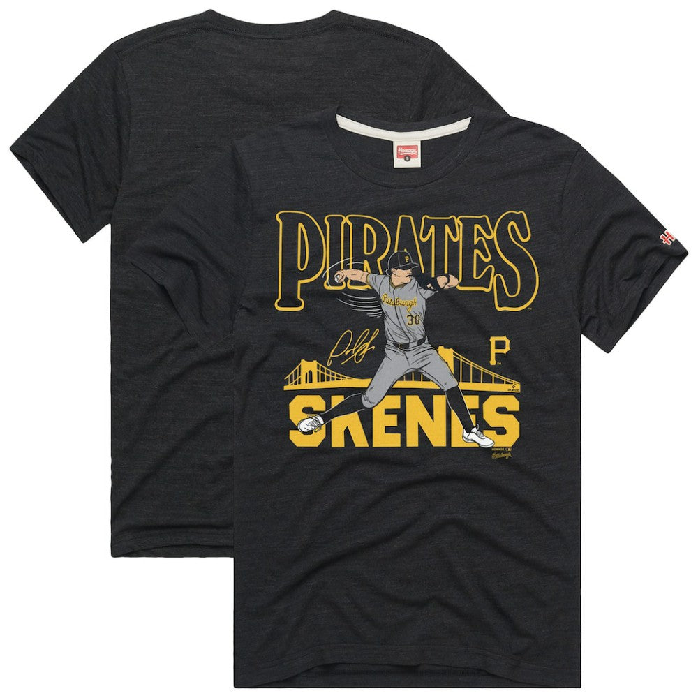 Paul Skenes Pittsburgh Pirates Homage Graphic Player Tri-Blend T-Shirt - Charcoal