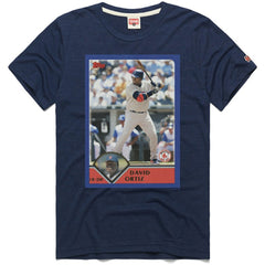 David Ortiz Boston Red Sox Homage 2003 Topps Baseball Card Player T-Shirt - Navy
