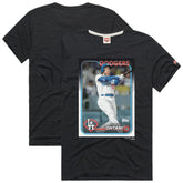 Shohei Ohtani Los Angeles Dodgers Homage 2024 Topps Baseball Card Player T-Shirt - Charcoal